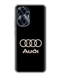 Чехол для Realme C55 с картинкой «Audi — золотой логотип»