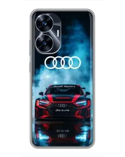 Чехол для Realme C55 с картинкой «Audi Sport — неон»