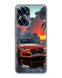 Чехол для Realme C55 с картинкой «Audi — закат»