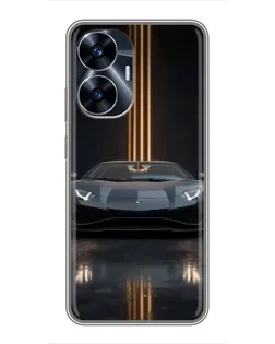 Чохол для Realme C55 з картинкою «Lamborghini золоті лінії»