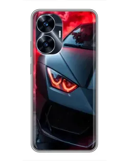 Чохол для Realme C55 з картинкою «Lamborghini червоне сяйво»
