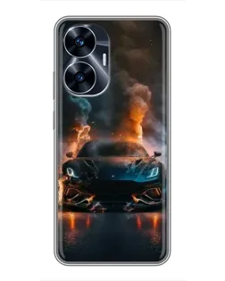 Чохол для Realme C55 з картинкою «Lamborghini димна естетика»