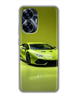 Чохол для Realme C55 з картинкою «Салатовий Lamborghini Huracan»