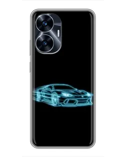 Чохол для Realme C55 з картинкою «Неоновий контур Lamborghini»