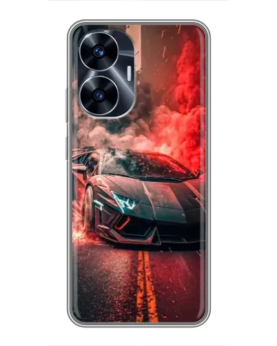 Чохол для Realme C55 з картинкою «Lamborghini червоний дим»