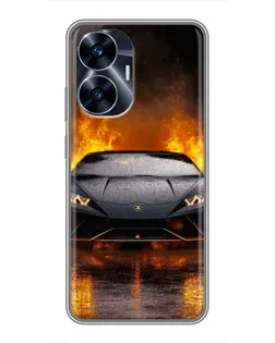 Чохол для Realme C55 з картинкою «Lamborghini у вогні»