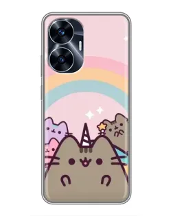 Чехол для Realme C55 с картинкой «Единорог Pusheen»