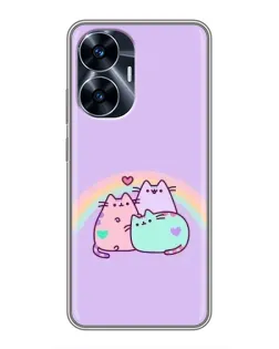 Чехол для Realme C55 с картинкой «Радужные Пушины»