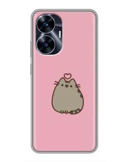 Чехол для Realme C55 с картинкой «Pusheen сердце»