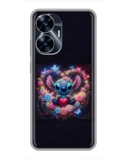 Чохол для Realme C55 з картинкою «Stitch у квітах»