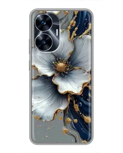 Чохол для Realme C55 з картинкою «Біла квітка та золотий флюїд» Чохол для Realme C55 з картинкою «Біла квітка та золотий флюїд»