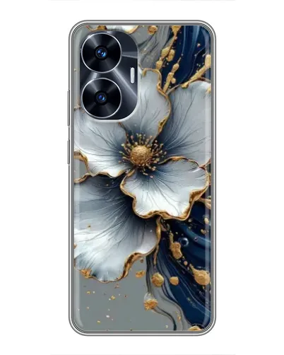 Чехол для Realme C55 с картинкой «Белый цветок и золотой флюид» Чехол для Realme C55 с картинкой «Белый цветок и золотой флюид»