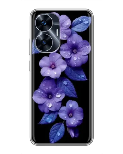Чохол для Realme C55 з картинкою «Фіолетові квіти з росою»