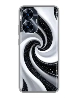 Чохол для Realme C55 з картинкою «Чорно-біла спіраль»