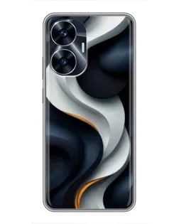 Чохол для Realme C55 з картинкою «Об'ємні чорно-білі стрічки»