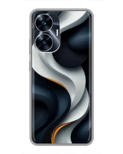 Чехол для Realme C55 с картинкой «Объемные черно-белые ленты» Чехол для Realme C55 с картинкой «Объемные черно-белые ленты»