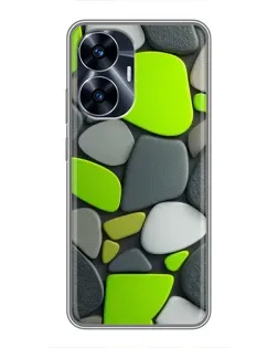 Чехол для Realme C55 с картинкой «Яркая неоновая галька»