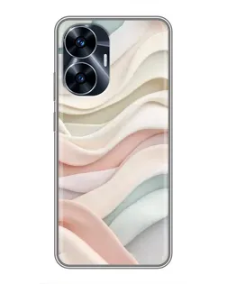 Чехол для Realme C55 с картинкой «Пастельные нежные волны»