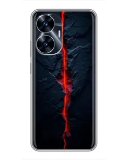 Чехол для Realme C55 с картинкой «Kрасная лавовая трещина»