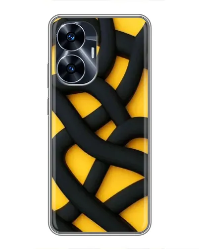 Чехол для Realme C55 с картинкой «Черное желтое переплетение» Чехол для Realme C55 с картинкой «Черное желтое переплетение»