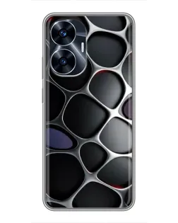 Чехол для Realme C55 с картинкой «Объемная темная решетка»