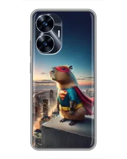 Чехол для Realme C55 с картинкой «Капи-мен супергерой»