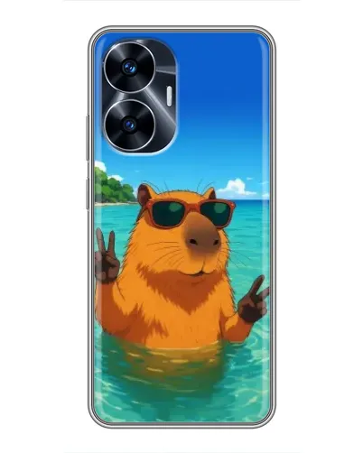 Чехол для Realme C55 с картинкой «Морская капибара»