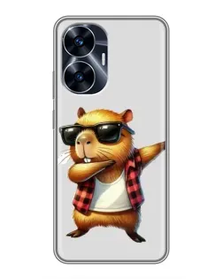 Чехол для Realme C55 с картинкой «Капибара рэпер даб»