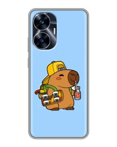 Чехол для Realme C55 с картинкой «Капибара на скейте»