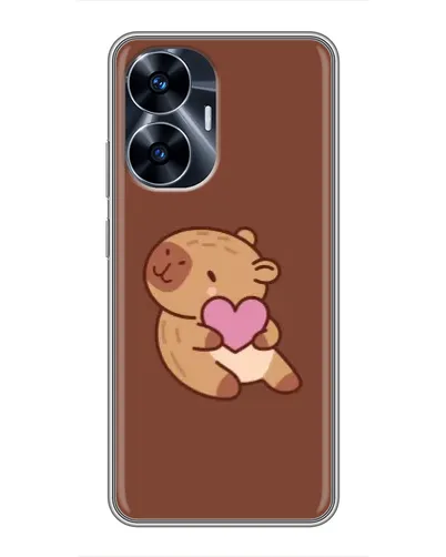 Чехол для Realme C55 с картинкой «Капибара с сердцем»