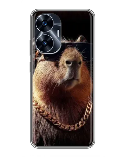 Чехол для Realme C55 с картинкой «Капибара золотая цепь»