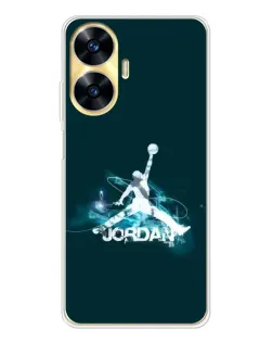 Чехол для Realme C56 с картинкой «Jordan Blue Fire»