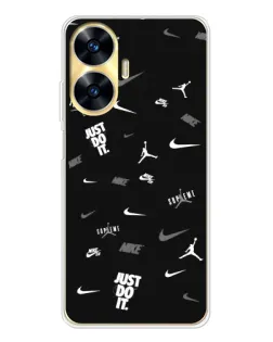 Чехол для Realme C56 с картинкой «Nike Black Pattern»