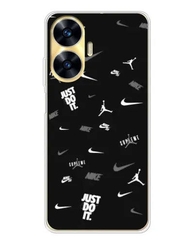 Чехол для Realme C56 с картинкой «Nike Black Pattern»