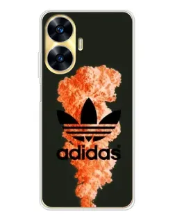 Чехол для Realme C56 с картинкой «Оранжевый дым Adidas»
