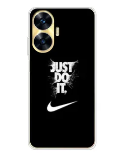 Чехол для Realme C56 с картинкой «Текстовый принт Nike»