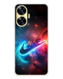 Чехол для Realme C56 с картинкой «Огненный логотип Nike»