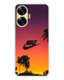 Чехол для Realme C56 с картинкой «Nike на закате солнца»