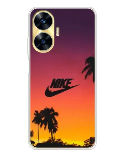 Чехол для Realme C56 с картинкой «Nike на закате солнца»