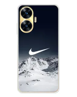 Чехол для Realme C56 с картинкой «Nike — зимние горы»