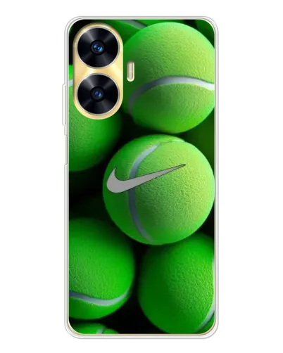 Чехол для Realme C56 с картинкой «Теннисные мячи Найк»