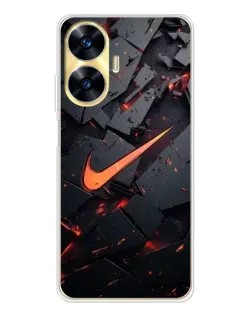 Чехол для Realme C56 с картинкой «Nike — эффект разломов»