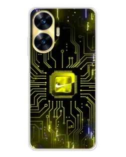 Чехол для Realme C56 с картинкой «Nike — золотая искра»