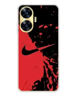 Чехол для Realme C56 с картинкой «Красные брызги Nike»