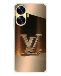 Чехол для Realme C56 с картинкой «LV — золотое сияние»