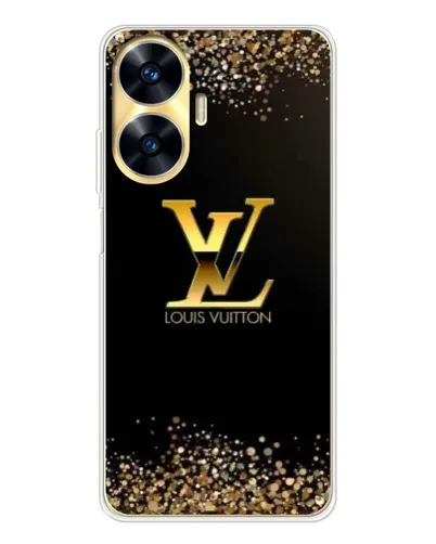 Чехол для Realme C56 с картинкой «LV — золотые искры»