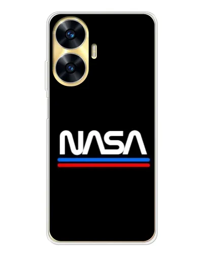 Чехол для Realme C56 с картинкой «NASA — классика Red Blue»