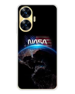 Чехол для Realme C56 с картинкой «Земля из космоса NASA»