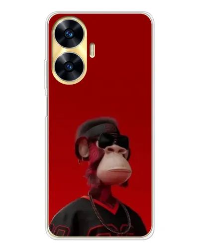 Чехол для Realme C56 с картинкой «Bored Ape в красном»