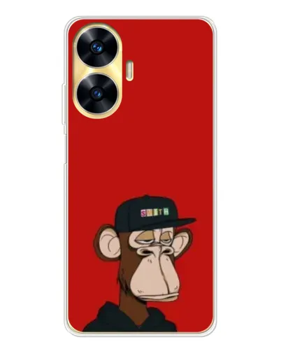 Чехол для Realme C56 с картинкой «Bored Ape — красный фон»